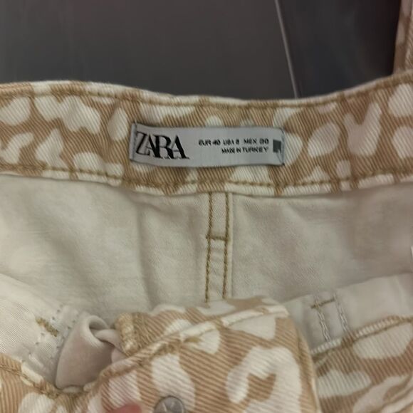 ZARA | Taupe Brown | LEOPARD Z1975 HIGH RISE DENIM SHORTS - Picture 7 of 7